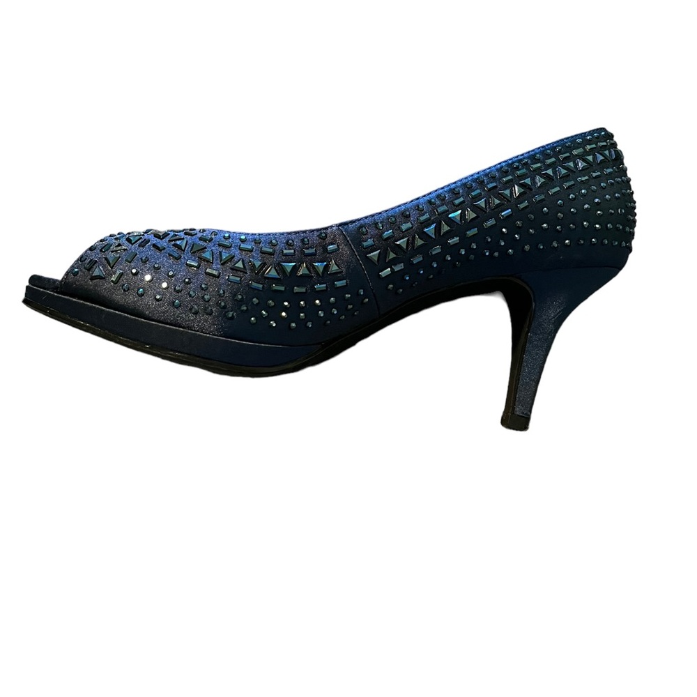 Navy Stone Kelly Katie Pumps SZ 8 New Year’s Eve - Picture 5 of 7
